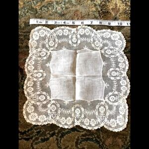 Vintage Victorian Revival delicate lace edge wedding hankie